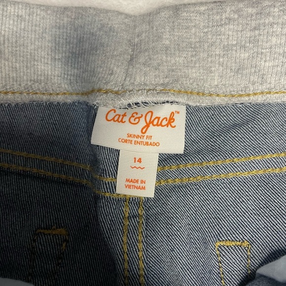 Cat & Jack Girls’ Mid-Rise Knit Waist Pull-On Skinny Jeans Dark Wash size 14 - Picture 4 of 7